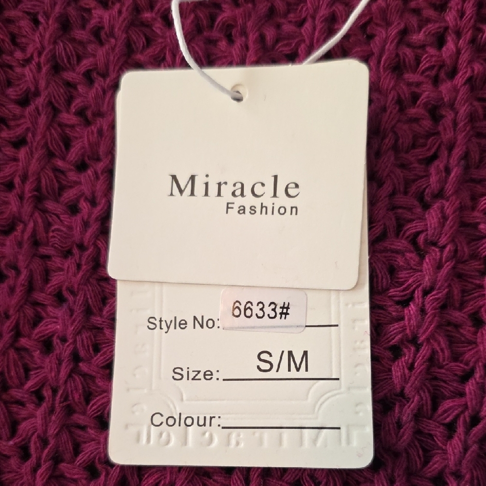 NWT Oversized S/M Miracle Women's V-Neck Cable Knit Sweater - Burgundy - Picture 5 of 7